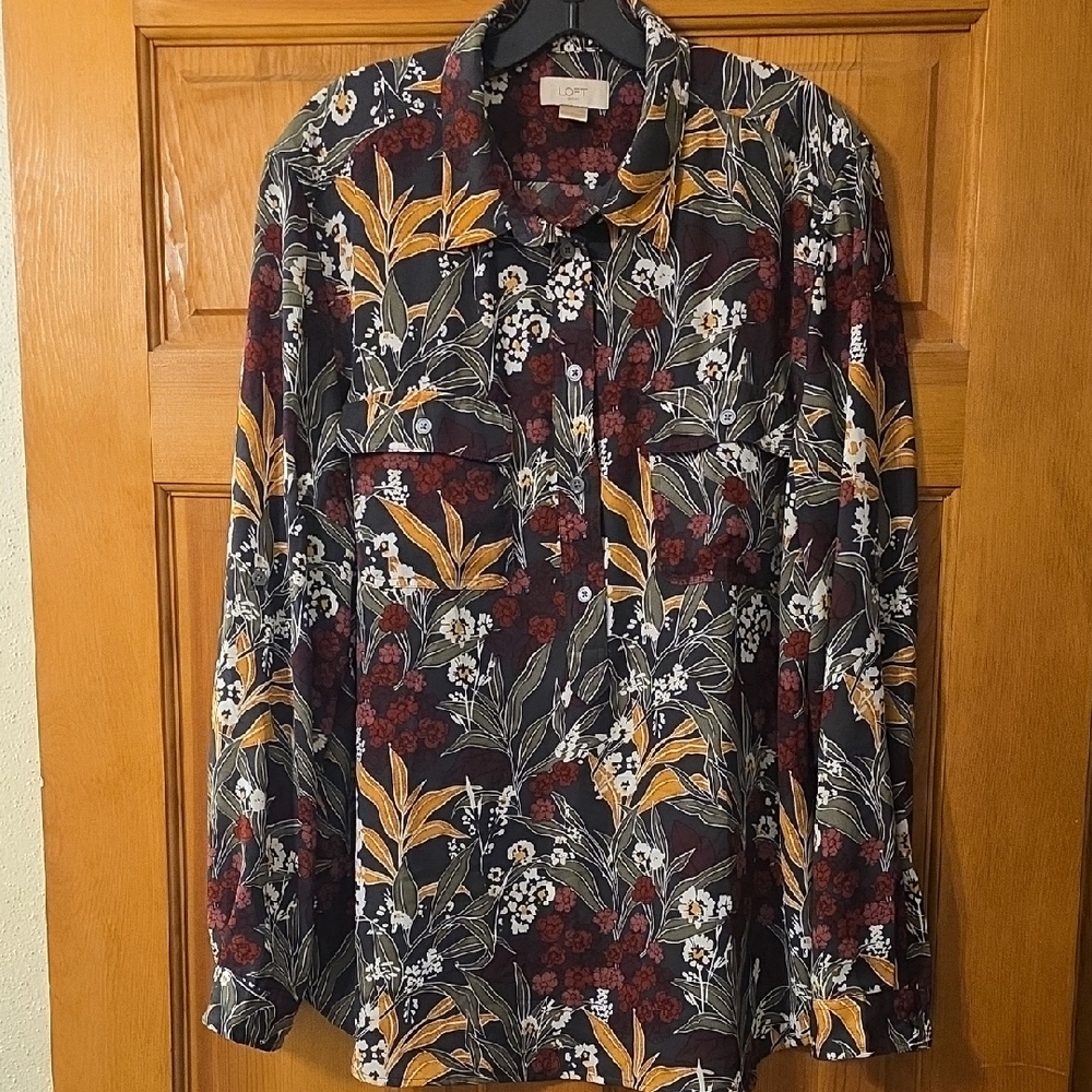 LOFT Multicolor Floral Tunic Style Blouse